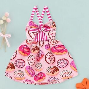 PatPat Pink Donut Print Kids Dress